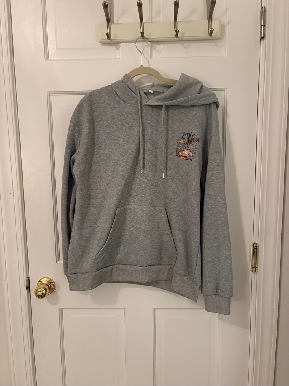 SHEIN Gray Hooded Pullover Sweatshirt with Small Chest Graphic